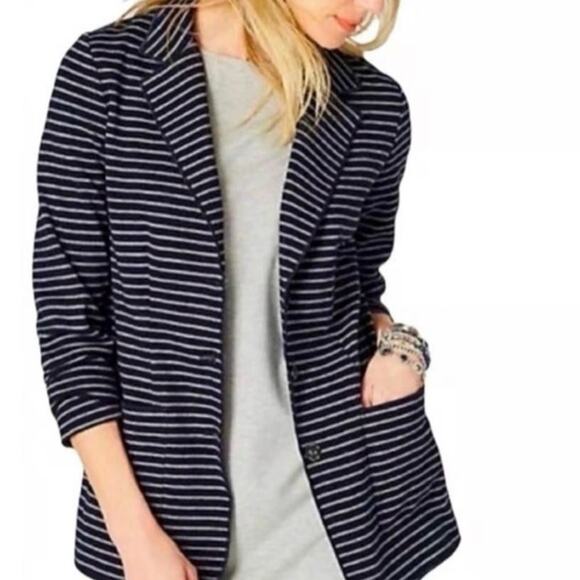 J.Jill Jackets & Blazers - J. JILL Women's PLUS 3X Striped Button Sweater Blazer Jacket Navy Blue Gray